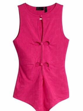 ASOS DESIGN Hot Pink Cutout Mesh Bodysuit | Y2K Statement Piece